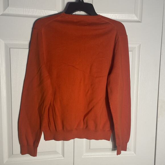 Y2K Polo Ralph Lauren Sweater Men Large Orange V Neck Pima Cotton Pullover Pony - Picture 3 of 9